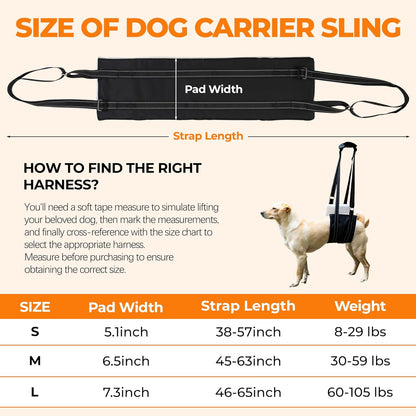 Dog Lift Harness, Adjustable Comfortable Dog Sling with Handle for Large Dog Knee Brace for Torn ACL Hind Leg, Weak Rear Legs, Helps Senior, Injured, Disabled,S