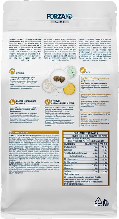 Forza10 - Cat Food, Limited Ingredient Cat Food for Urinary Health and UTI Support, Non-GMO, Fish Flavor, Made in Italy (0.88 lb)