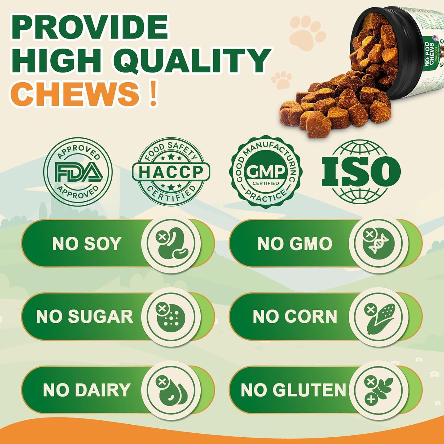 200 Chew No Poo Chews For Dogs-Coprophagia Stool Eating Deterrent-Stop Eating Poop For Canine- Dogs Poop Eat Deterrent Supplement With Probiotics&Digestive Enzymes Breath Aid Support-Chicken Flavor