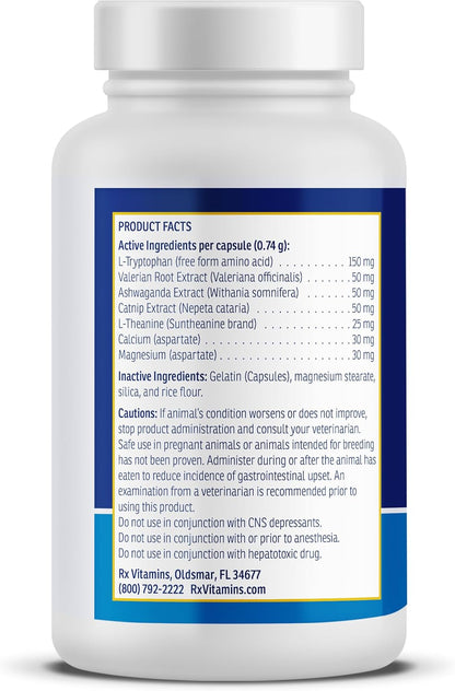 Rx Vitamins NutriCalm - Calming Care for Dogs with Valerian Root, Tryptophan, & Ashwagandha - Aids in Separation Anxiety Relief for Dogs and Stress Relief - Road Trip Essentials & Relaxant - 50ct