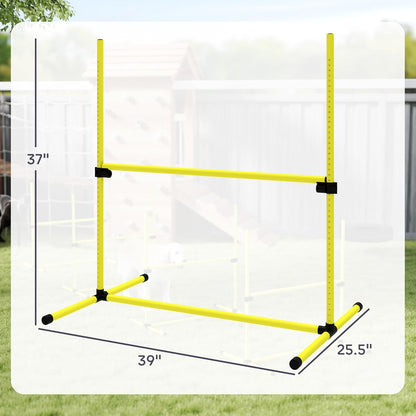 PawHut 4 Piece Dog Agility Training Equipment for Dog Agility Course with Adjustable Height Jump Bars, Included Carry Bag, & Displacing Top Bar, Yellow