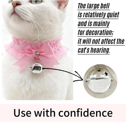 Christmas Cat Collars 2 Pack - Adjustable Kitten Collars with Jingle Bells, Festive Pet Costume Accessories for Small Dogs & Cats, Party Dress Up