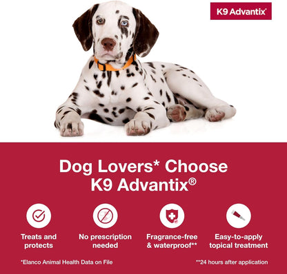 K9 Advantix Flea, Tick & Mosquito Prevention for Dogs 21-55 lbs. | Flea Drops for Large Dogs | Apply Monthly | 4 Treatments (Pack of 2)
