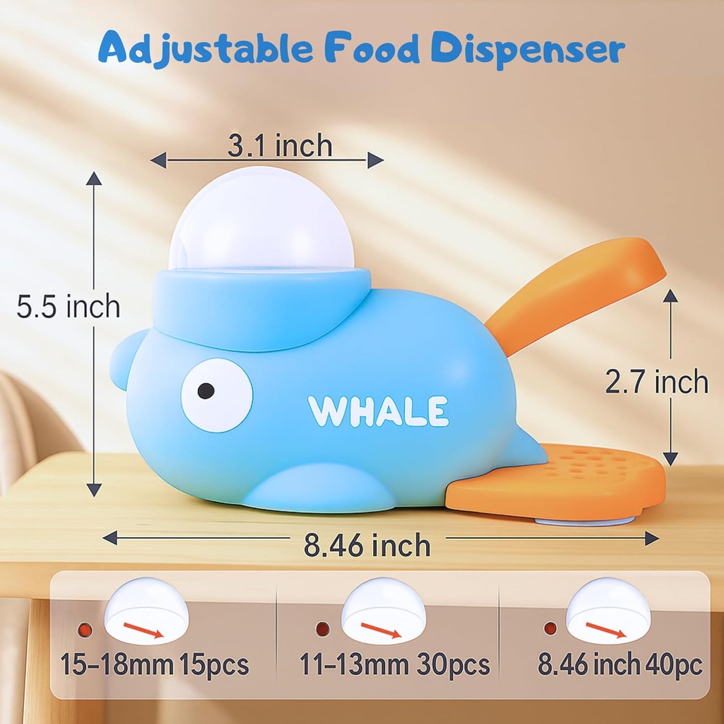 Interactive Dog Toy Treat Dispenser Whale-Shaped Slow Feeder Puzzle with Strong Suction Cups, Durable Non-Toxic Food-Grade Design for Small & Medium Dogs