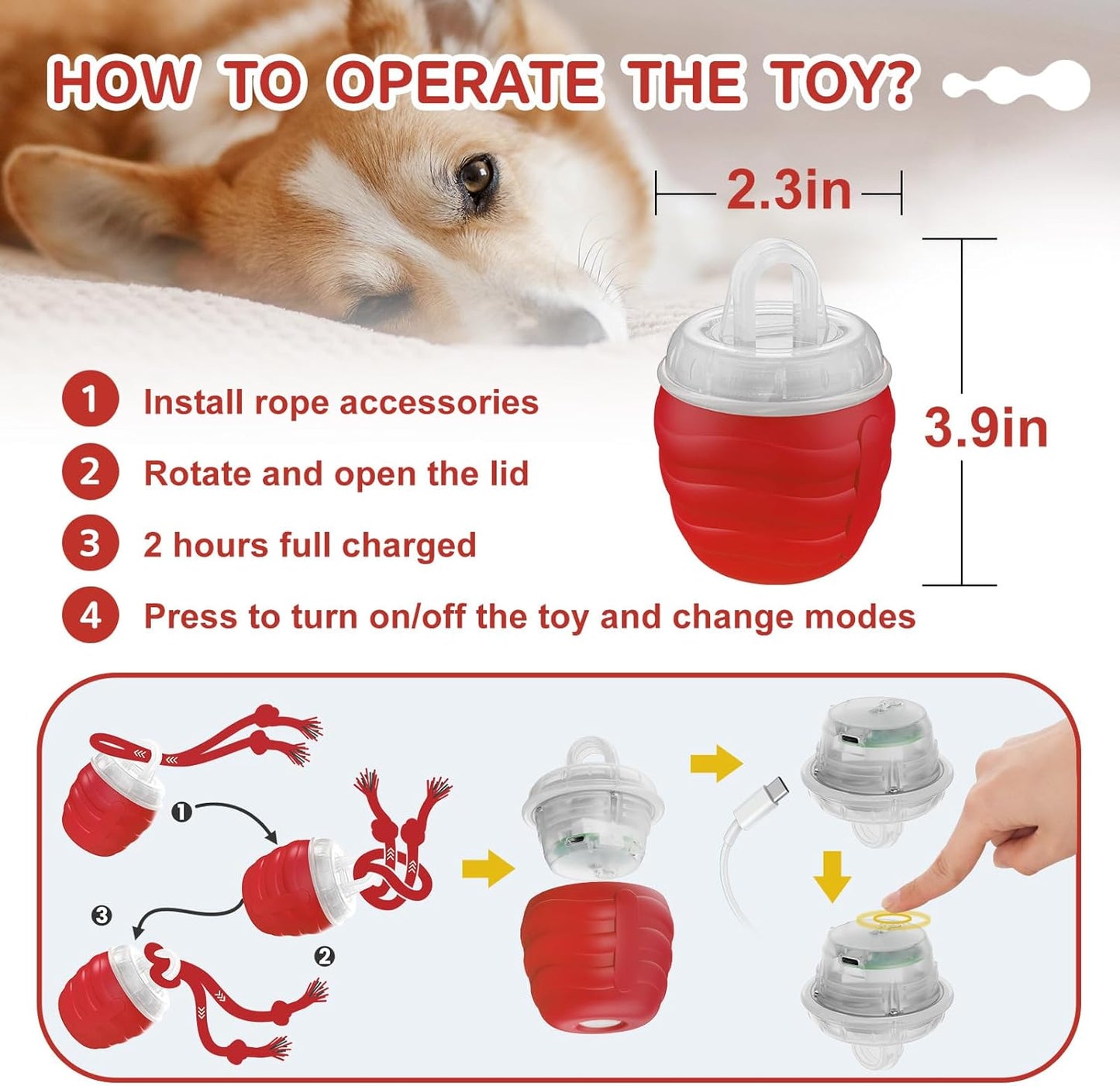 Interactive Dog Toys, Moving Interactive Dog Ball with Touch Activated, Automatic Rolling Ball Toys for Puppy/Medium Dogs, Squeaky Dogs Toy Active Rolling Wicked Balls for Daily Training (blue)