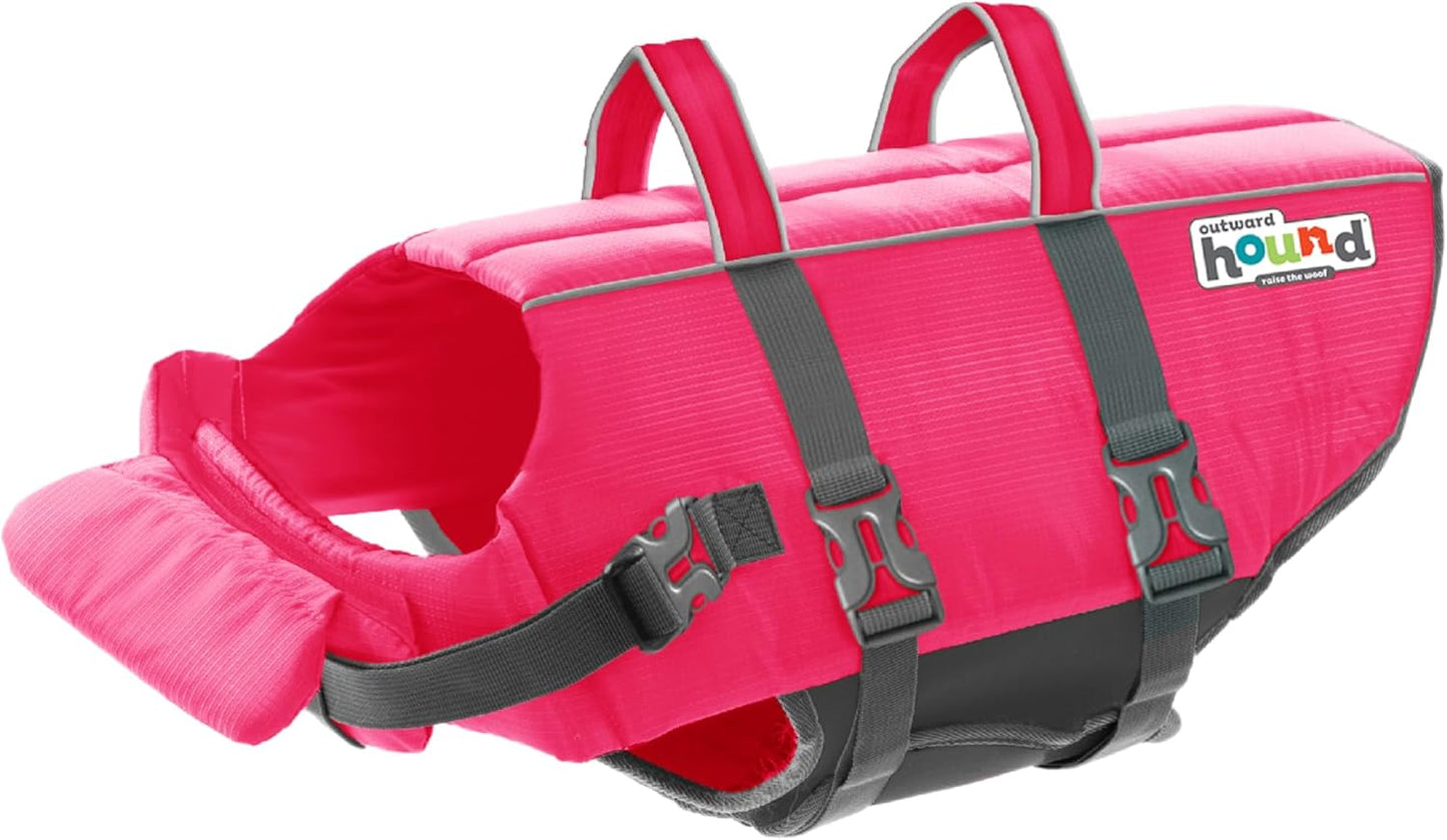 Outward Hound Granby Splash Dog Life Jacket, High-Buoyancy Dog Life Vest for Swimming, Boating, and Water Safety, Large, Pink