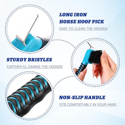 Zhehao 20 Pieces Horse Hoof Pick Brush with Soft Rubber Handle Portable Hoof Pick with Brush, Random Colors