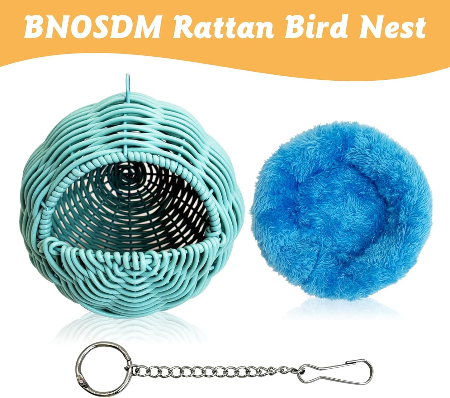 BNOSDM Wooden Long Bird Ladders and Blue Rattan Hang Bird Nest for Parrot