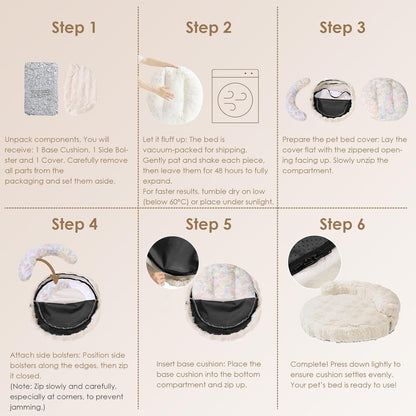 EHEYCIGA Small Dog Bed and Cat Couch - Fluffy Faux Rabbit Fur Pet Sofa with Washable Removable Cover, Waterproof and Non-Slip, 26 Inch, Pink