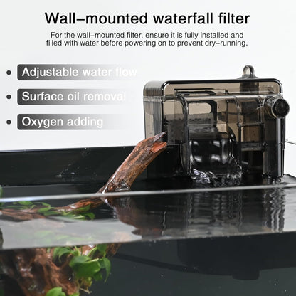 Nano Nature Aquarium Kit,Clear Glass Desktop Fish Tank with with Waterfall Filter and Light for Beginners and Children to Keep Betta Fish, Goldfish, Shrimp, and Aquatic Plants (Black, 2.8 Gallon)
