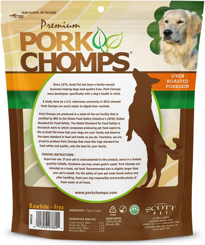 Pork Chomps Roasted Pork Skin Dog Chews, Ear Shapes, 10 Count