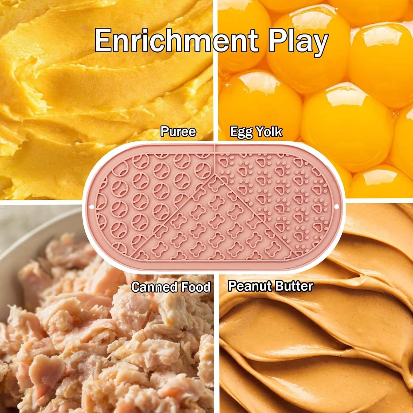Oval Pet Licking Mat with Suction Cups for Dogs and Cats, Food-Grade Silicone Slow Feeding Puzzle Toy, Non-Slip Dog Treat Mat for Anxiety & Boredom Relief (Pink+Gray)