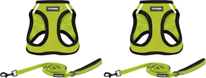 Voyager Step-in Air All Weather Mesh Harness & Reflective Dog 5 ft Leash Combo, Neoprene Handle, for Small, Medium, Large Breed Puppies by Best Pet Supplies - Leash Harness (Lime/Black Trim), M