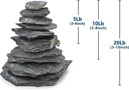 Natural Slate Rock 5lb Reptile Basking Stone Fish Tank Rocks for Aquarium Landscaping, Tank Decoration, Fairy Gardens,Reptile & Amphibian Enclosures 3-8 Inches