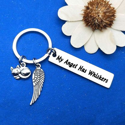 Dabihu Pet Memorial Gift Loss of Cat Keychain Sympathy Jewelry Has Whiskers Keyring In Memory of Cats Pet Sympathy Gift for Cat Lover Family Friends Remembrance Gifts