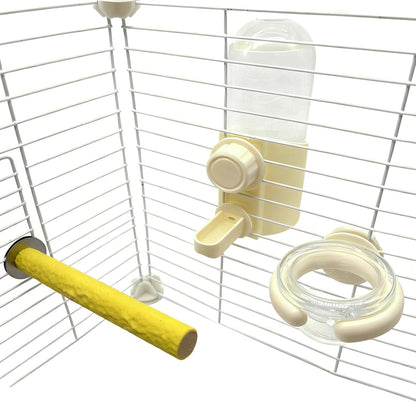 Parrot Water Feeder Bird Water Bottle Parrot Food Feeder with Perch Stand Bird Cage Accessories for Parakeet Budgie Lovebirds Cockatiel