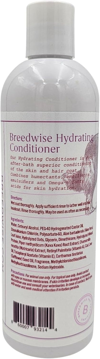 Dog & Cat Conditioner | Moisturizing Hypoallergenic Formula for Soft, Shiny Coat | Sweet Pea & Vanilla | 12oz Bottle - Made in USA - Breedwise