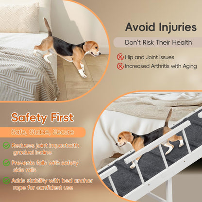 Dog Ramp for Bed with Safety Removable Rail Dog Steps for Bed Large Dog Widened and Lengthened Pet Ramp to Get on Bed