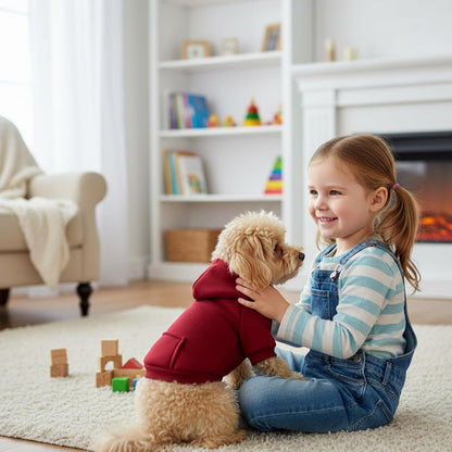 2-Pack Red and Brown Polyester Dog Clothes, Dog Sweatshirts,Frenchie Hoodie, Comfortable Pet Apparel(S)