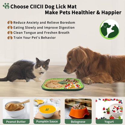 CIICII Dog Lick Mat for Dogs Crate, 2 in 1 Slow Feeder Treat Mat (Large 7.1" Dog Licking Plate + Crate Training Aid) with Silicone Anti-Slip Pad for Dogs/Cats Anxiety Reduction & Boredom Relief