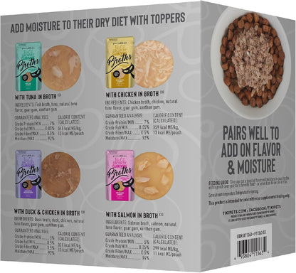 Tiki Cat Born Carnivore Broths Variety Pack, Meaty Bites, Hydration and Flavor Supplement Wet Cat Food Topper, 1.3 oz. Pouch (Pack of 12)