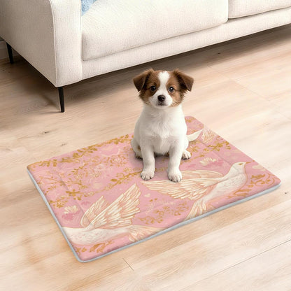 susiyo Pink Doves Flowers Dog Bed Mat - Super Soft & Warm Pet Pad, 25x18 Inch Machine Washable Mat for Small Medium Dogs, Couch Protector, Crate & Travel Bed Topper