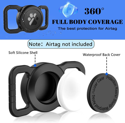 SANKALA Airtag Dog Collar Holder, [1 Pack] Waterproof Dog Airtag Holder, Silicone Full Body Covered Anti-Lost Protective Apple Air Tag Holder for Pet Collar - Fits All Width Collars, Black