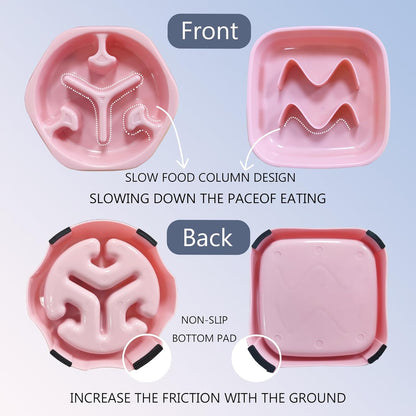 2 Pack Slow Feeder Bowls - Small Breed, Pink Silicone, Slow Down Eating Speed for Medium Small Breed Dogs & Cats