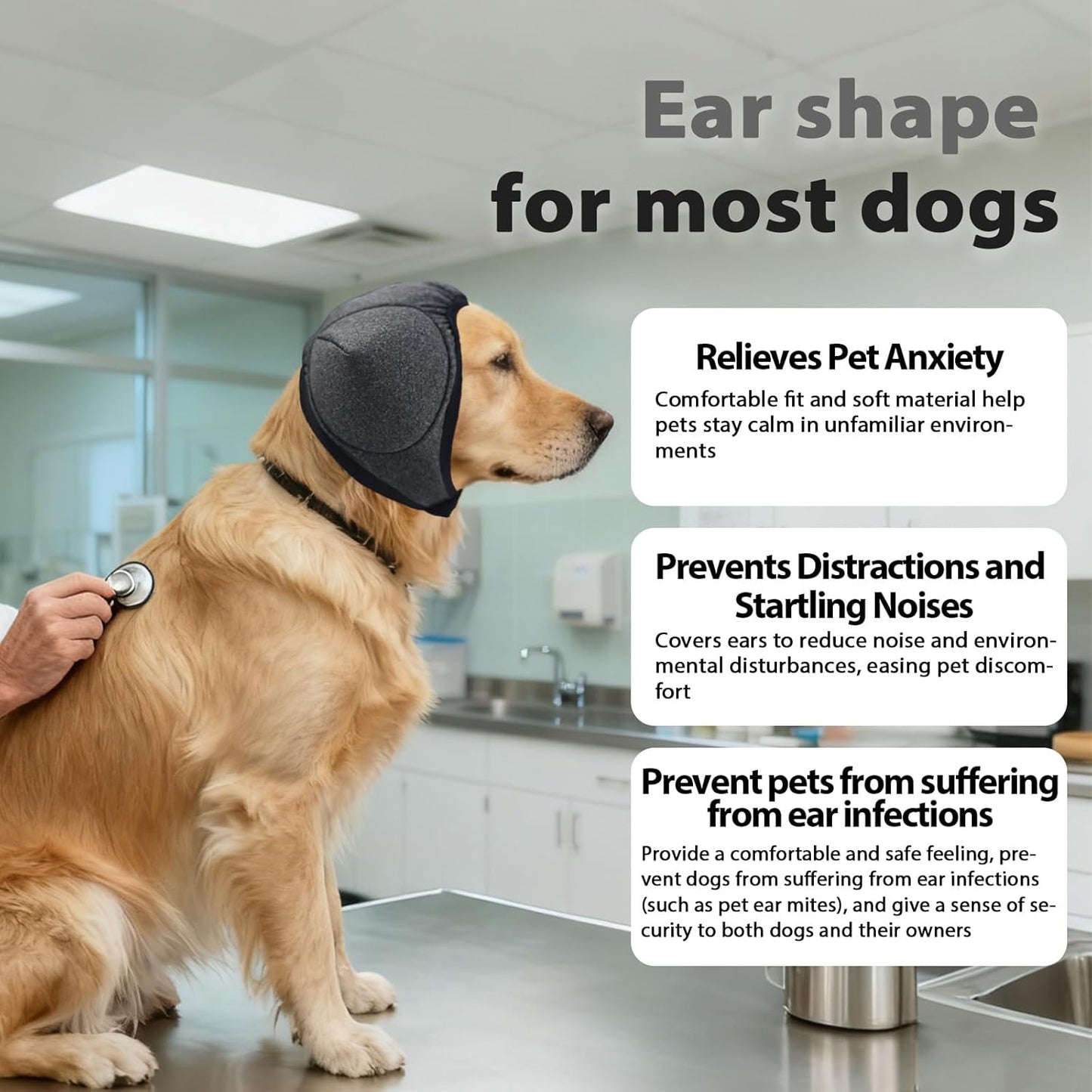 Adhiper Upgrade Dog Ear Muffs Wraps Noise Protection Quiet Ears, Elastic Waterproof Dog Ear Covers for Grooming, Bath, Drying, Swim & Anxiety Relief Reserved Ear Room Design (Gray/Small)