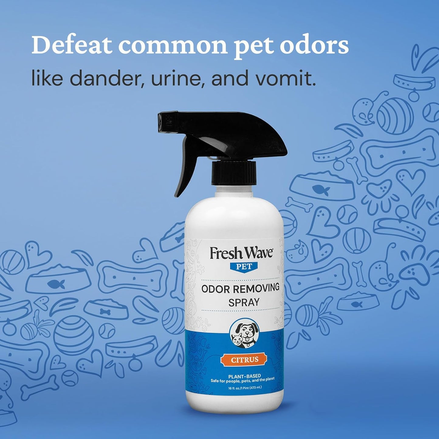 Fresh Wave Citrus Odor Removing Pet Spray, 16 Fl. Oz. | Pet Odor Eliminator for Home | Safer Odor Relief