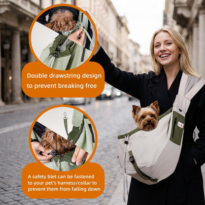 Dog Carrier Sling,Dog Carriers for Small Dogs & Cats Up to 20 lbs,Puppy Carrying Backpack Pet Purse with Pockets,Adjustable Shoulder Strap,Hands Free for Travel (Army-Green)