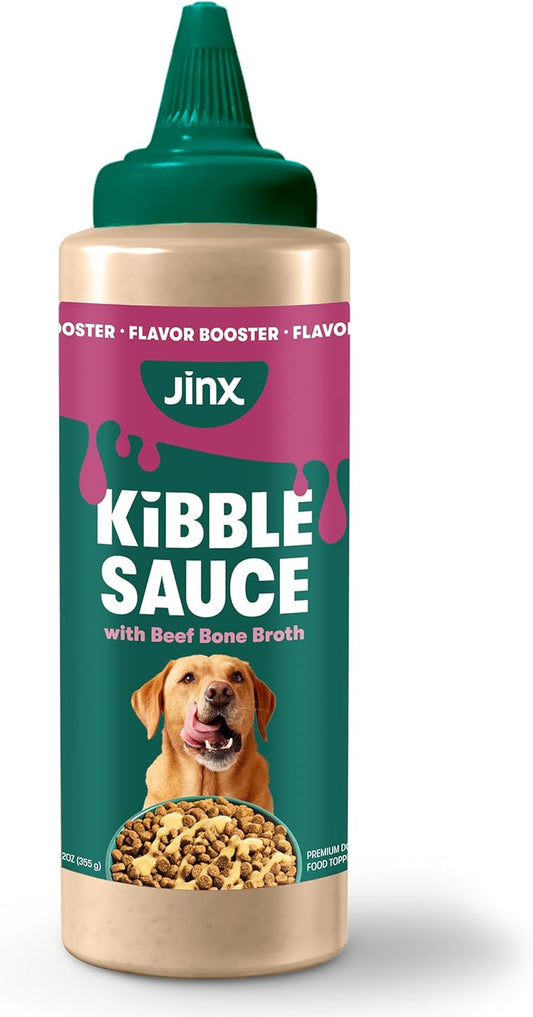 Jinx Kibble Sauce for Dogs - Premium Dog Food Kibble Topper Sauce & Flavor Booster Made with Beef Bone Broth - All-Natural Ingredients, No Additives or Fillers - 12 Oz