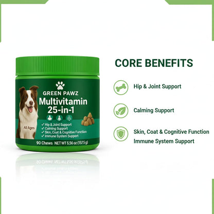 Dog Multivitamin – 90 Soft Chews for Hip & Joint, Skin & Coat, Digestion, Immunity – Glucosamine, Probiotics & Omegas – All Ages & Breeds – Chicken Flavor