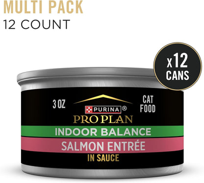 Purina Pro Plan Indoor Cat Food Indoor Balance Grilled Salmon Entree in Sauce - (Pack of 24) 3 oz. Pull-Top Cans
