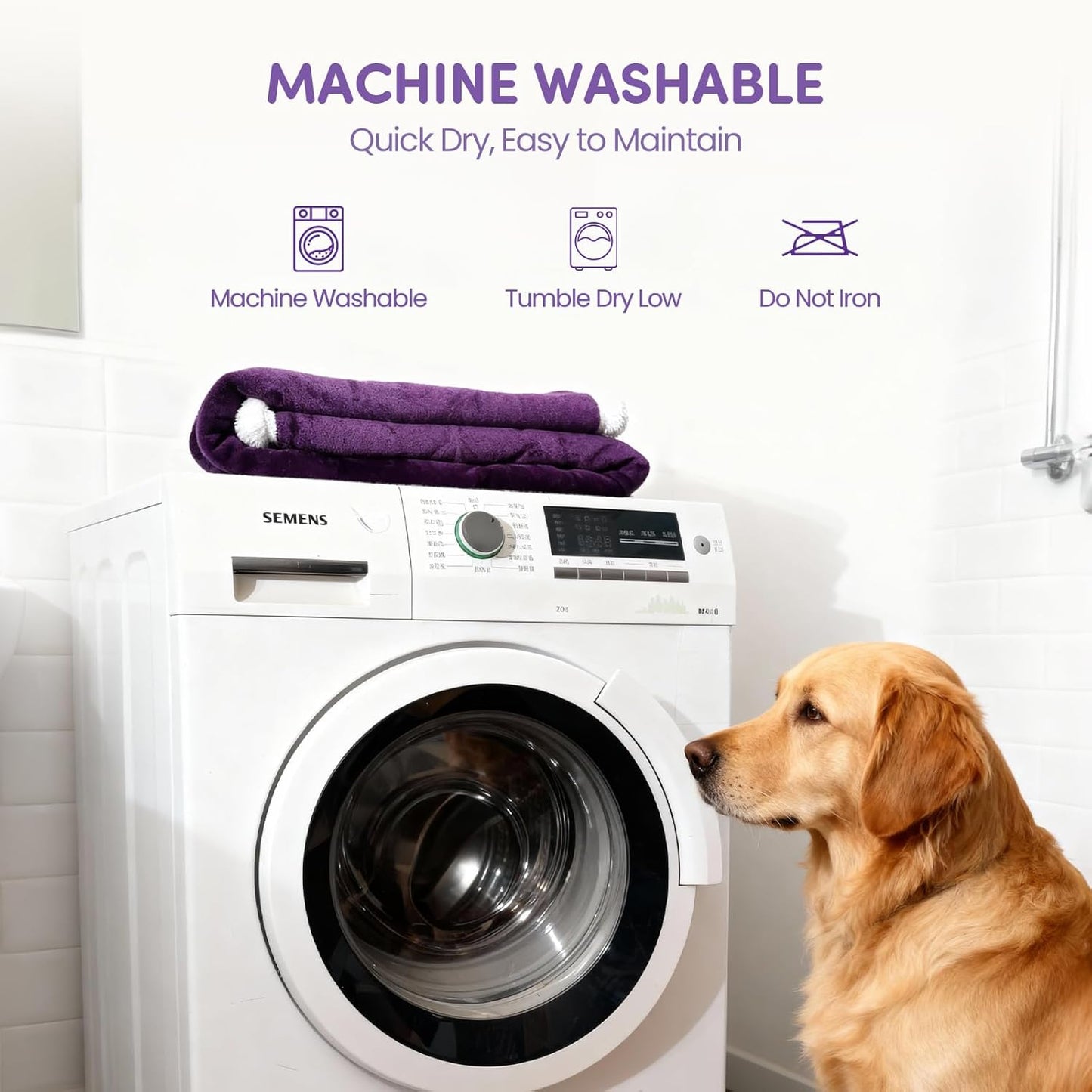 Waterproof Dog Blanket for Couch Bed – Double-Sided Washable Cat Puppy Blanket, Pet Throw Soft, Warm, Durable, Protective Furniture Cover, Purple White XL(80×60)"