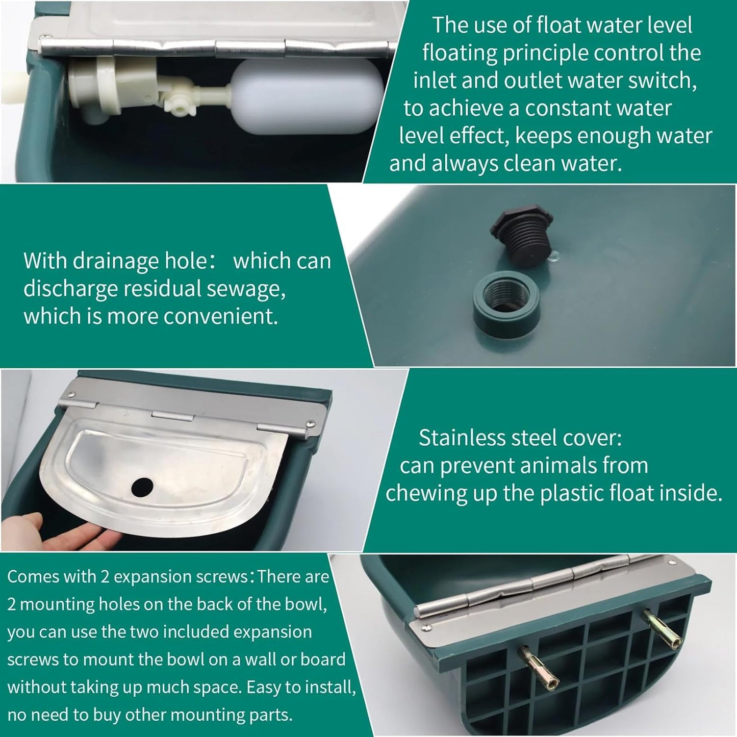 Automatic Water Bowl, Livestock Waterer for Cattle Dog Horse Goat Sheep, Outdoor Animal Drinking Water Trough Bowl with Float Valve (39.37 Inch Pipe)