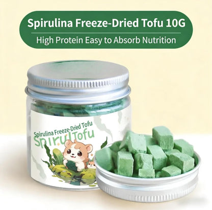 Freeze Dried Tofu for Hamsters High Protein Low Fat & Balanced Minerals Grain Single Ingredient Natural Treats for Rabbits Guinea Pigs & Small Pets (Freeze-Dried Tofu - Spirulina)