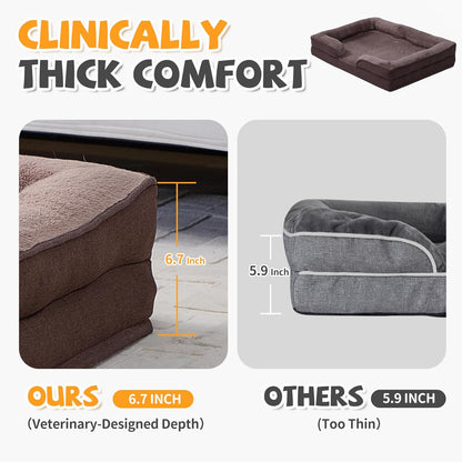 Makigued Medium Orthopedic Dog Bed with Egg Crate Foam Waterproof Liner Dog Sofa Couch with Removable Washable Cover Non-Slip Bottom, 24 * 18 * 6.5Inch, Dark Brown