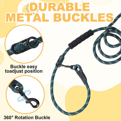 Versatile 7.5 FT Heavy Duty Dog Leash with Padded Handle,Easy Converted to Double Leashes,Hands Free,Cross-Body or Waist Leash, Night Reflective,for Small Medium Large Dogs (Dark Green)