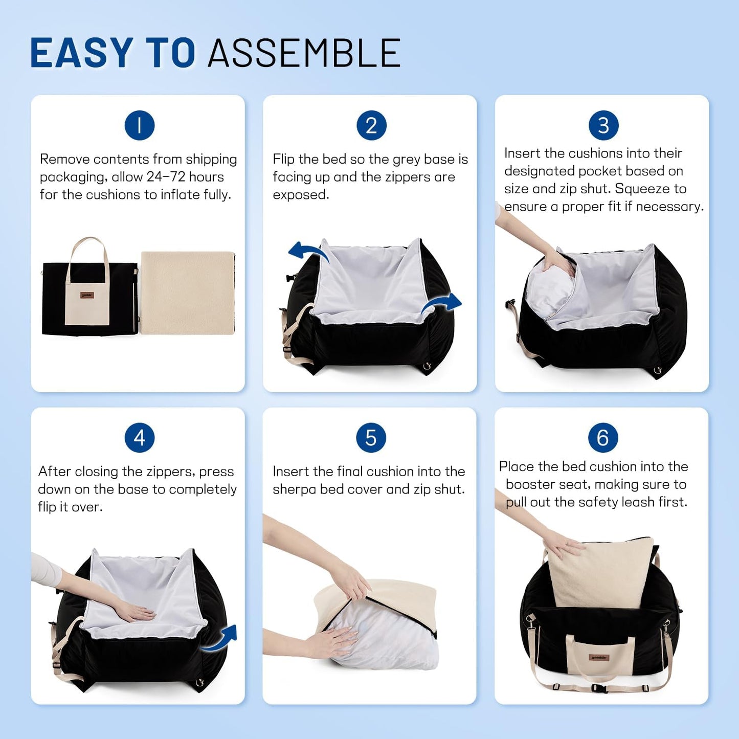 Dog Car Seat for Small Dogs - Waterproof Pet Booster Seat for Car with Clip-On Safety Leash, Soft Travel Carrier for Puppy up to 25 lbs, Memory Foam Filling & 2 Adjustable Buckles Houndstooth