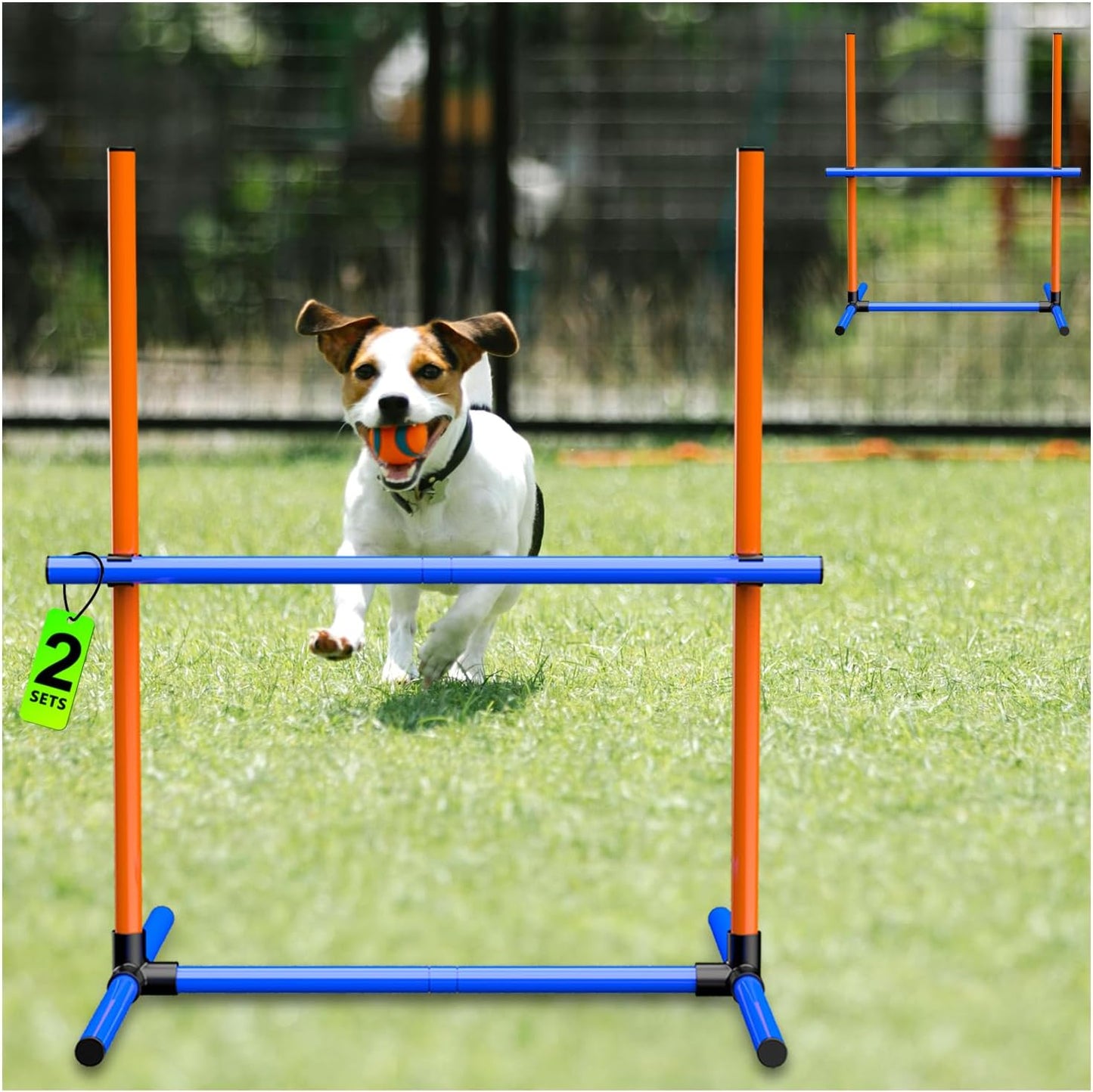 6Set Dog Agility Jumps Hurdle Course Training Equipment for Dogs, Indoor Outdoor Backyard Exercise Equipment