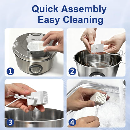 LucidShine 108oz/3.2L Stainless Steel Cat Water Fountain with 4 Replacement Filters, Ultra Quiet Automatic Pet Water Dispenser, Dishwasher Safe Metal Bowl for Cats & Dogs