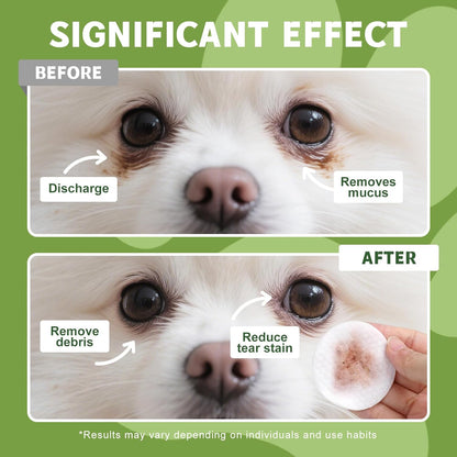 Dog Eye Wipes (100 Count) for Pet Cats -Fragrance-Free, Vet-Tested Formula for Sensitive Skin | Tear Stain Remover & Gentle Bath Alternative | Hypoallergenic & Enriched with Oatmeal