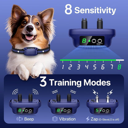 Dog Bark Collar for Large Medium Dogs,Automatic Barking Collar with 3 Training Mode,Rechargeable Anti Bark Collar with 8 Adjustable Sensitivity (Midnight) (Midnight)
