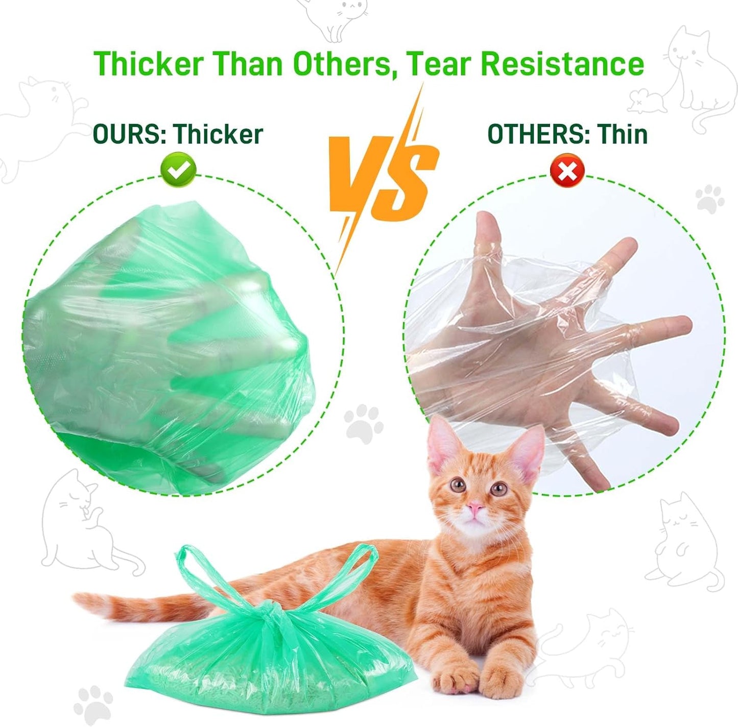 220PCS Litter Box Liner Bags Compatible with LitterMaid/Nature's Miracle Waste Receptacles, Durable, Easy-Tie Handles