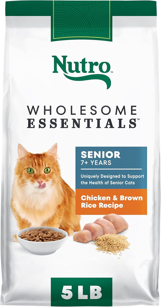 Nutro Wholesome Essentials Senior Dry Cat Food, Chicken & Brown Rice Recipe, 5 lb. Bag