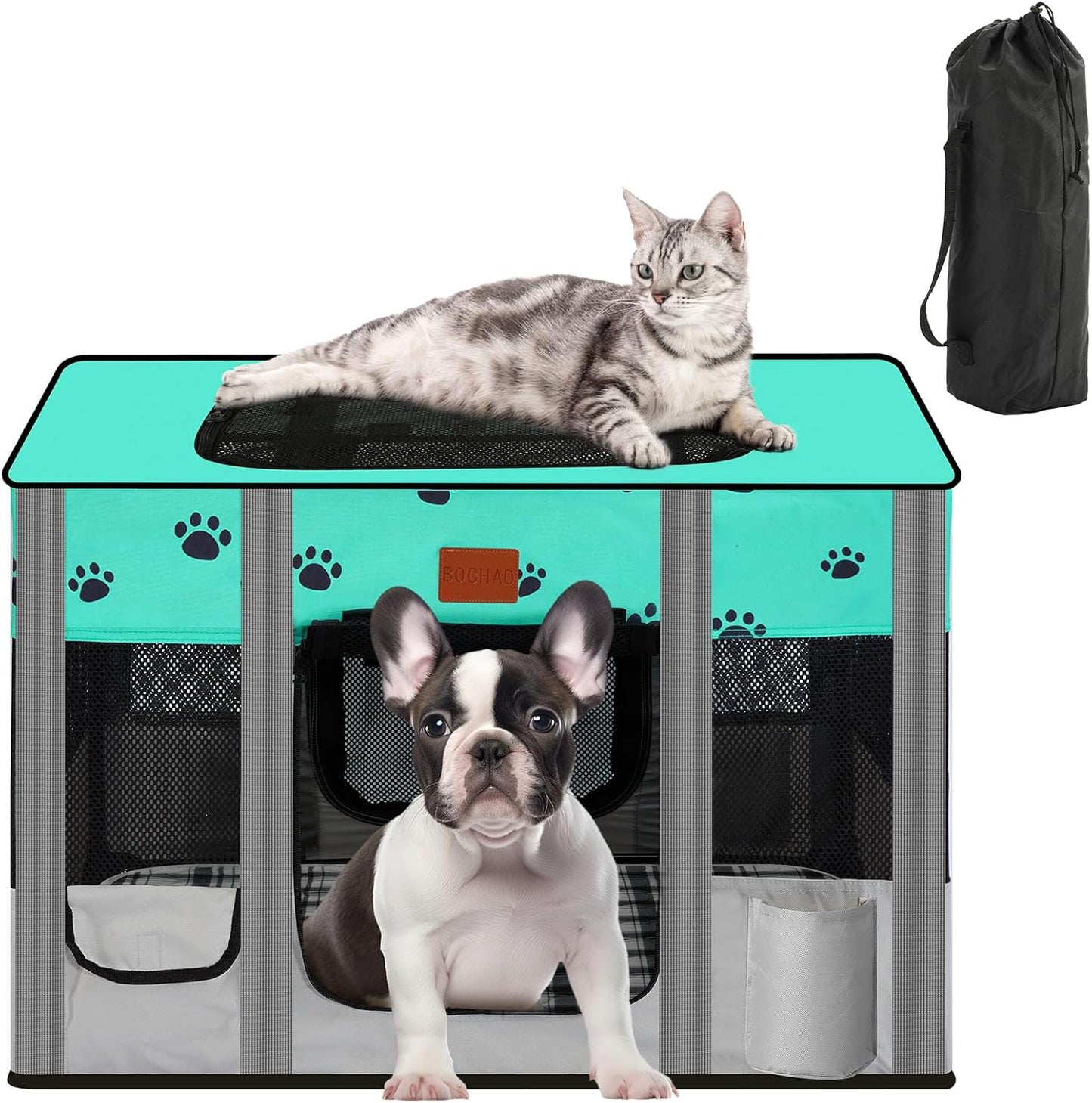 Portable Dog Playpen,Cat Playpen Pet Delivery Room,Portable Kennel Tent Game Pens Suitable for All Medium/Small Pets Metal Dog Crate,with Dog Pee Pad Carring Bag for Indoor/Outdoor Travel