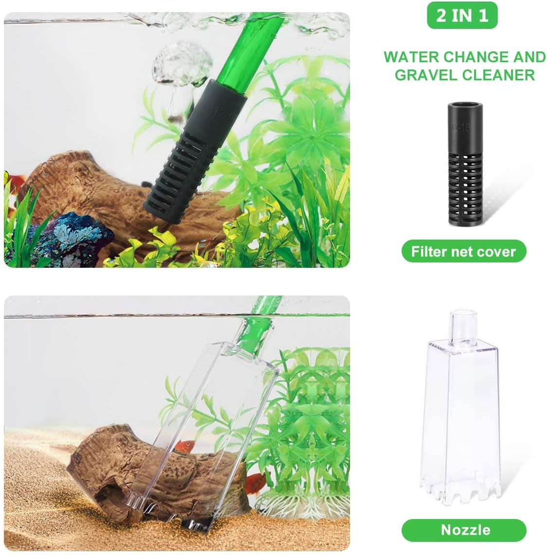 boxtech Fish Tank Water Change, Vacuum Siphon Water Changer Pump Sand Cleaner for Aquarium Water Filter