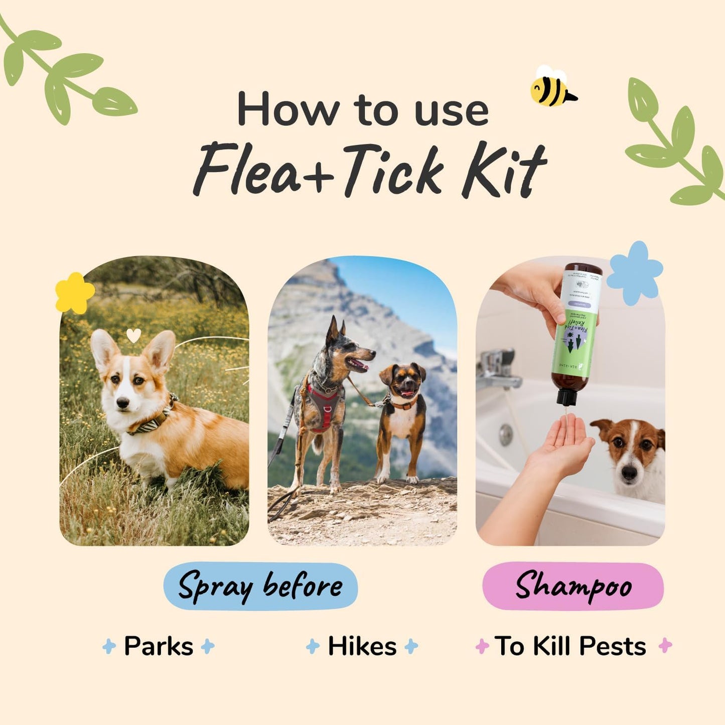 Flea & Tick Spray and Shampoo Kit for Dogs & Cats