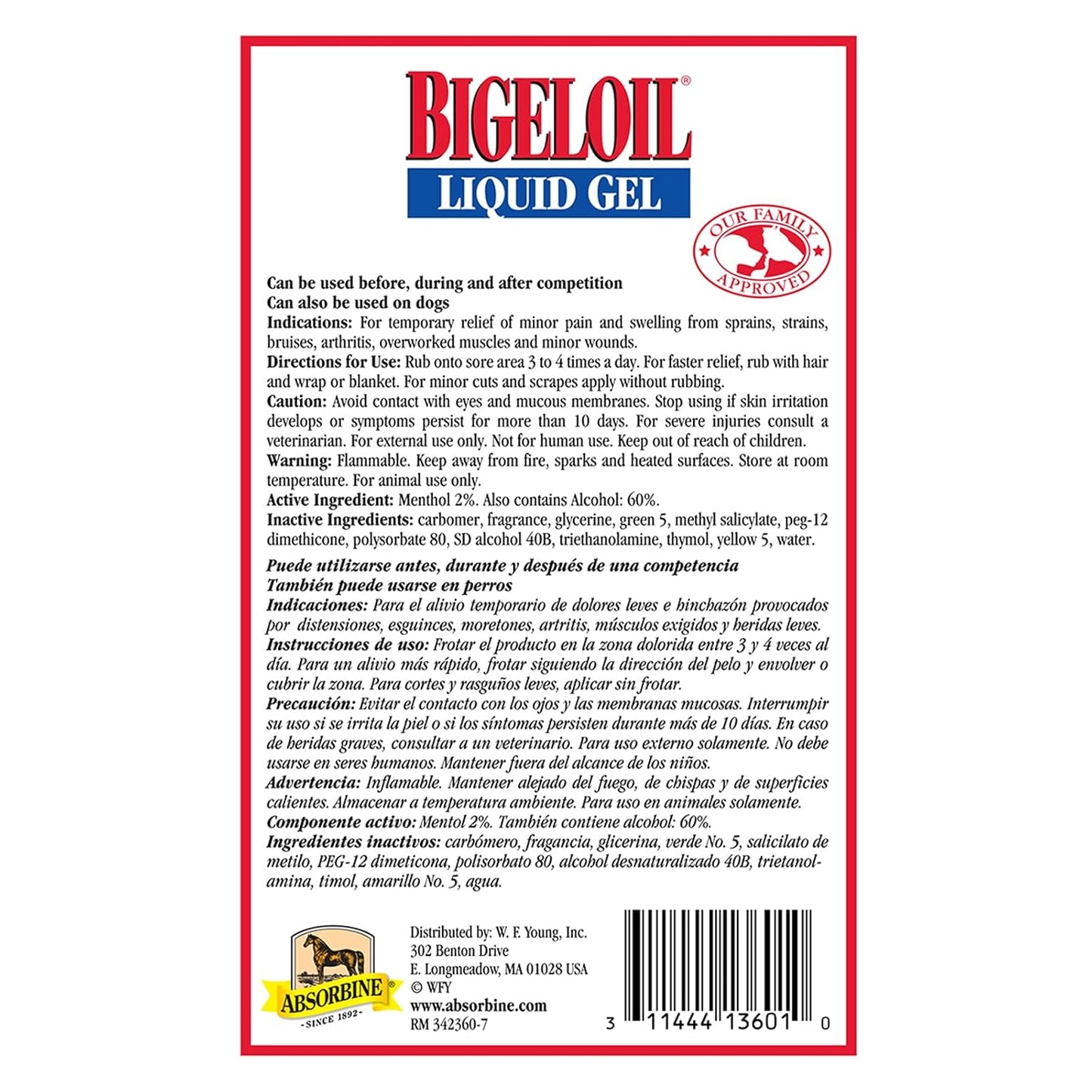 Absorbine Bigeloil Liniment Gel, Refreshing Topical Rub for Sore Muscles, 14 Fluid Ounce Bottle (Pack of 2)